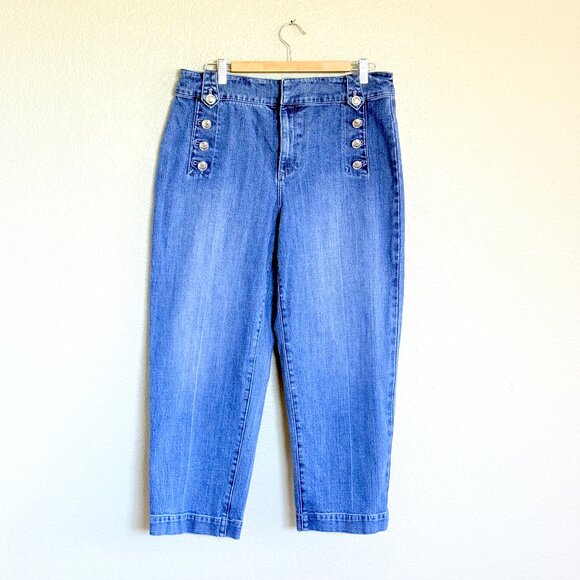 Talbots Sailor Jeans Ankle Cropped Wide Leg Size 12 - Picture 1 of 13